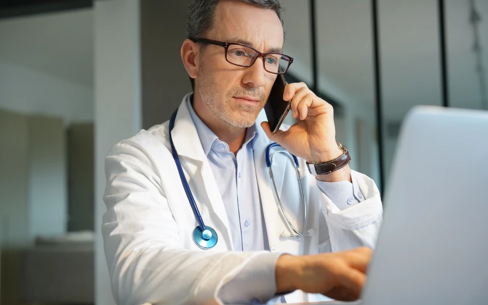 A clinician on the phone