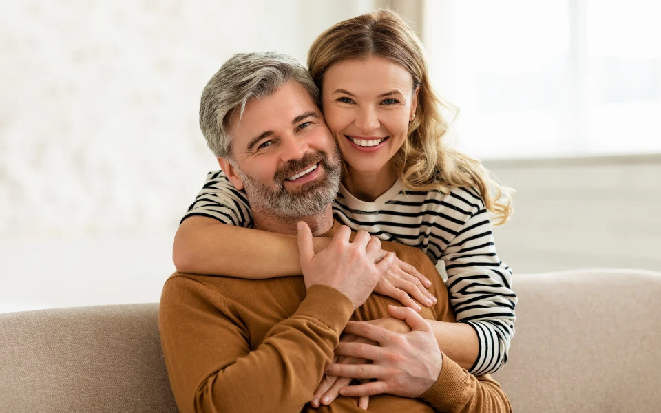 older couple embracing